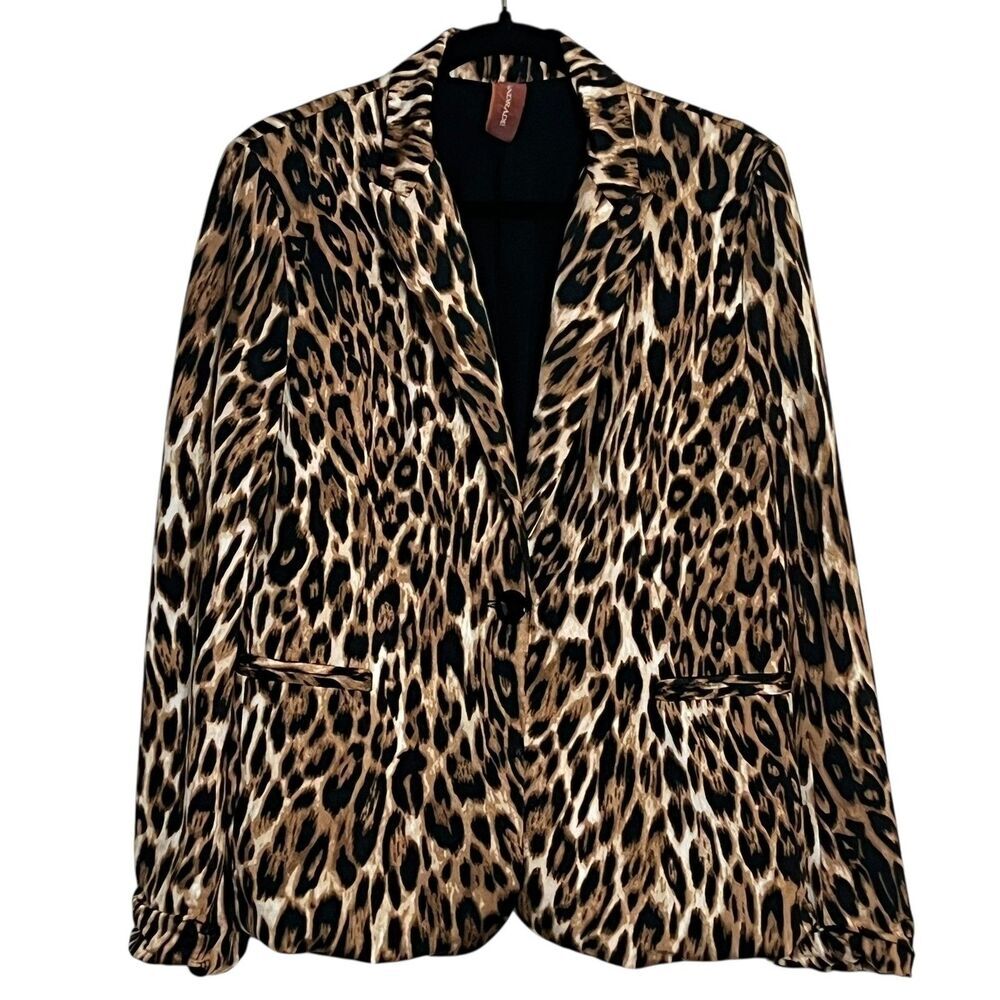 ANDRADE Blazer Jacket Women's Size Large Leopard‎ Print No Pockets